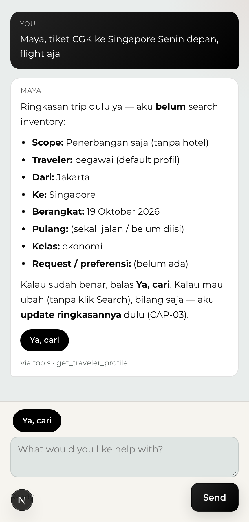 Summary first — Maya WhatsApp
